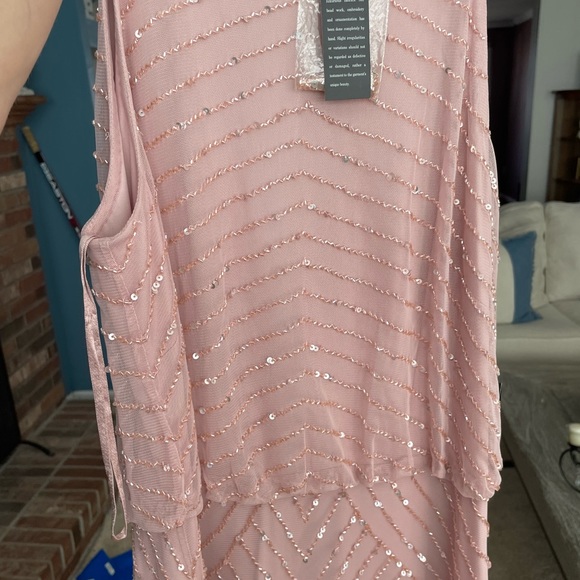 NWT Adrianna Pappell Beaded Halter Gown in Rose Mercury - Picture 7 of 10